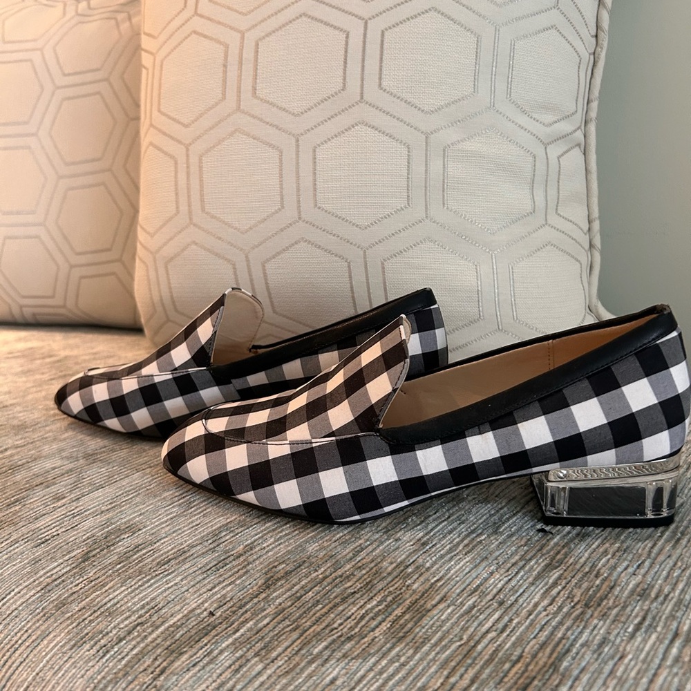 Nine West Black and White Fabric Checkered Loafers - Picture 5 of 11